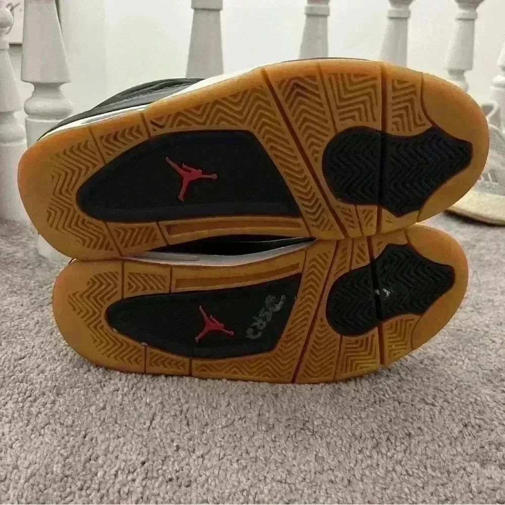 Sz 5.5 gs Jordan 4 Retro Mid Laser black gum bottom athletic sneaker streetwear - Picture 5 of 8